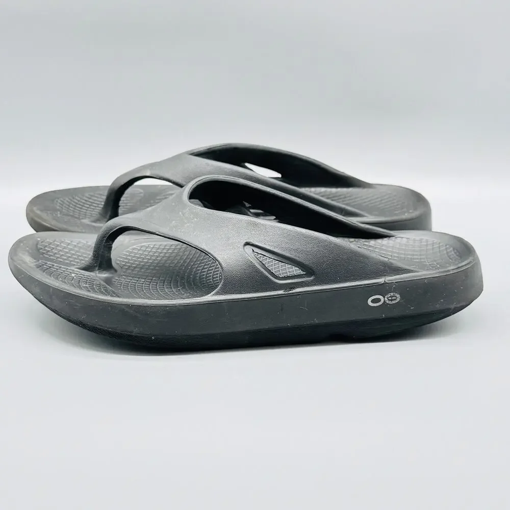 OOFOS Sandals Shoes Mens 9 Black Recovery Flip Flops Comfort OOriginal Thong